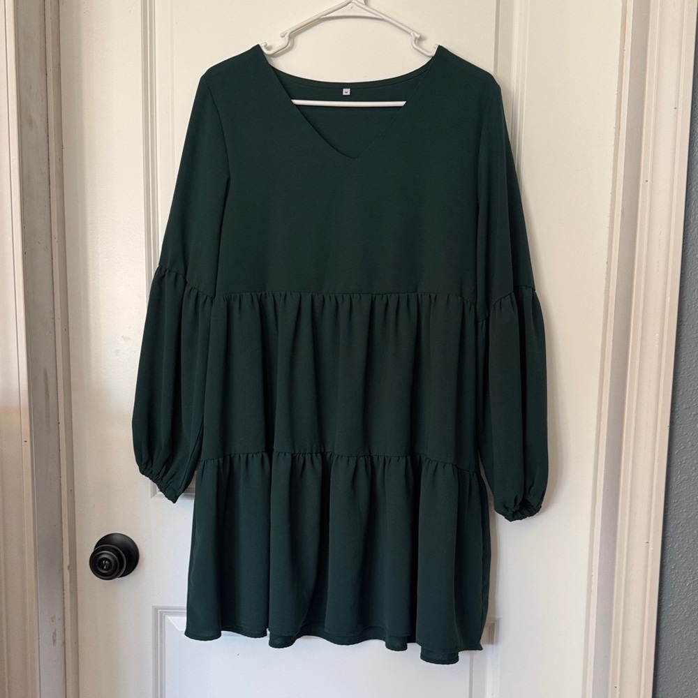 Dark Green Tiered Dress